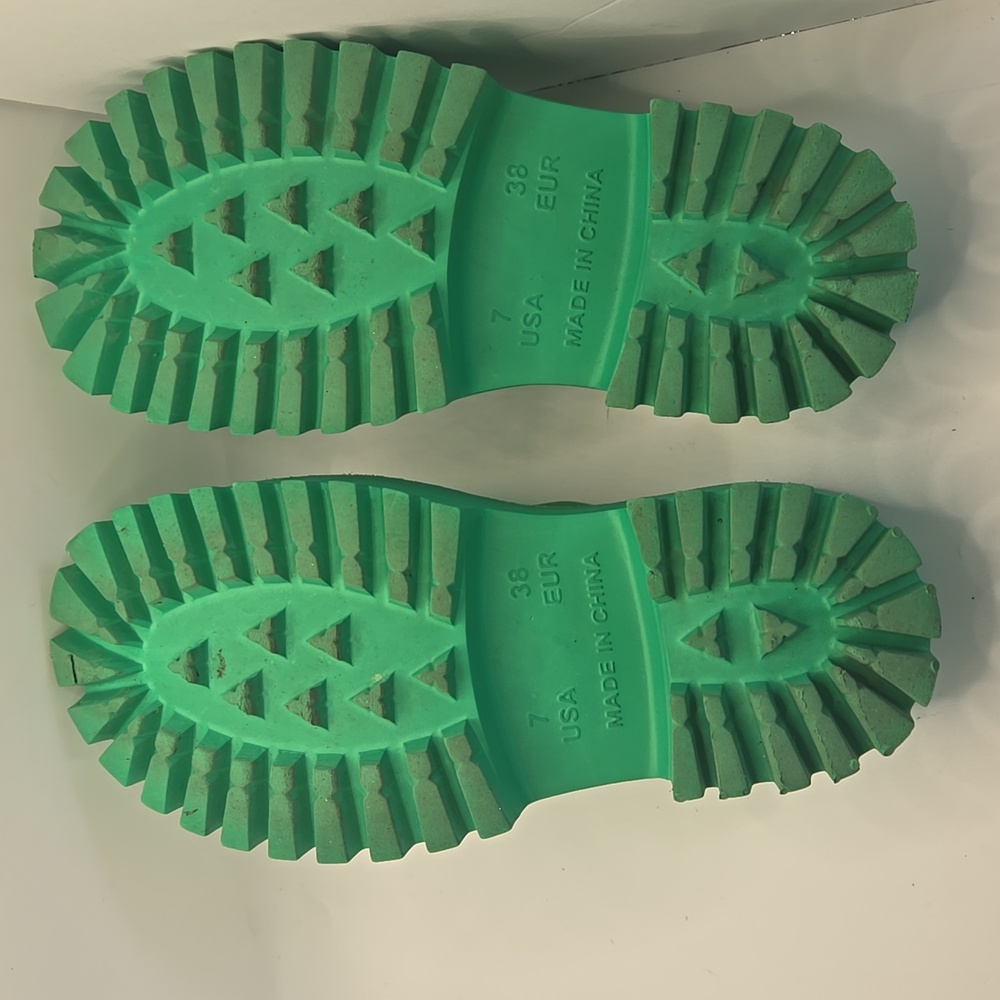 Jeffrey Campbell Clogge Slip On Green Slide Platform Sandals Sz 7 Boho Chunky - Picture 10 of 10